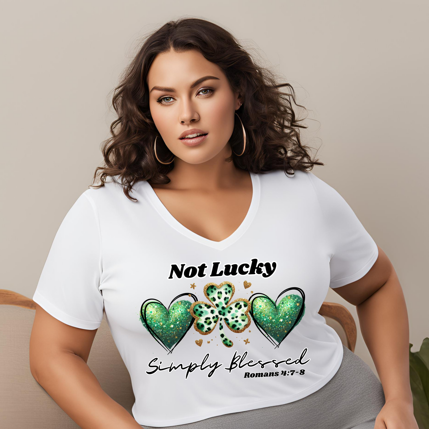 Not Lucky Simply blessed V-Neck T-Shirt