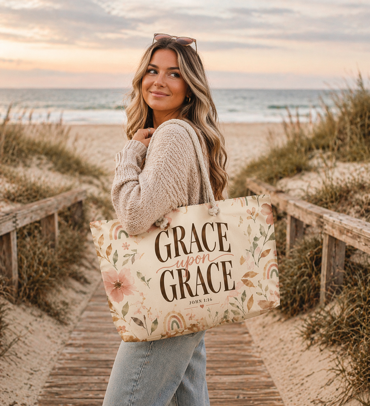 Grace Upon Grace Weekender Tote Bag | Faith-Based Travel Essential