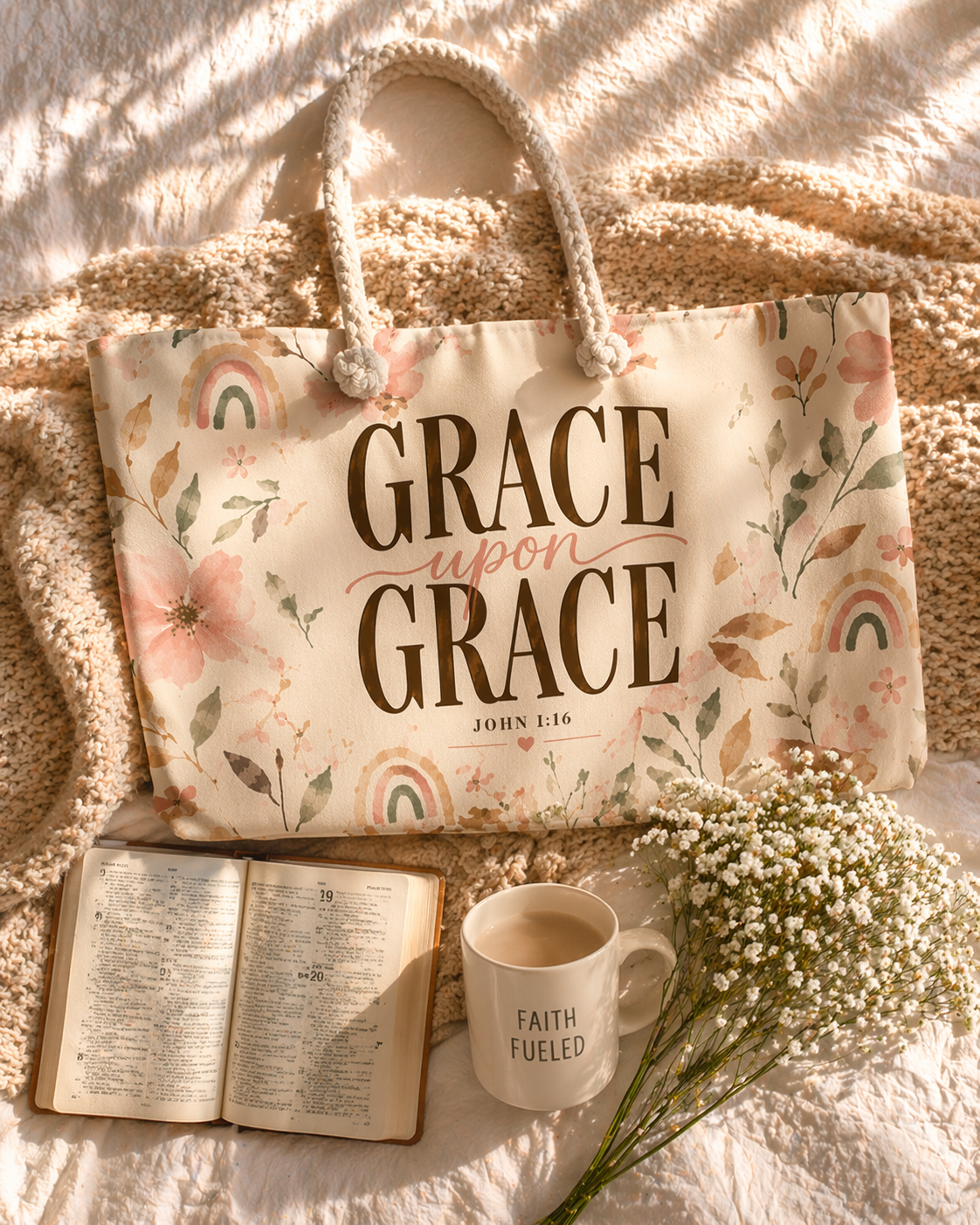 Grace Upon Grace Weekender Tote Bag | Faith-Based Travel Essential