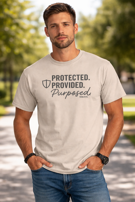 Protected Provided Purposed Shirt – Christian T-Shirt for Women | Faith-Based Identity Tee | Inspirational Christian Apparel
