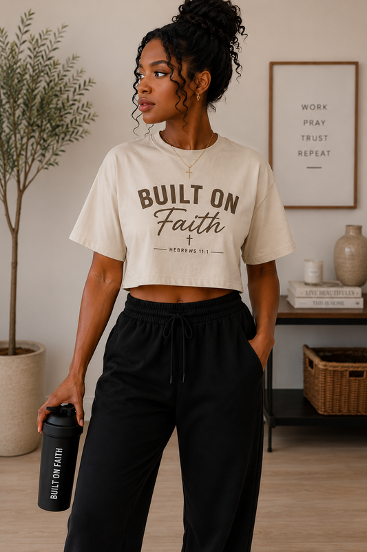 GYM Tee| Built On Faith Women’s Crop Top