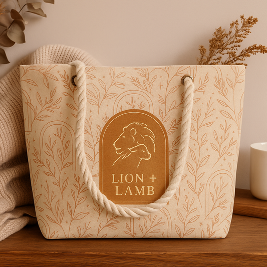 Lion + Lamb Weekender Bag – Faith-Inspired Boho Travel Tote