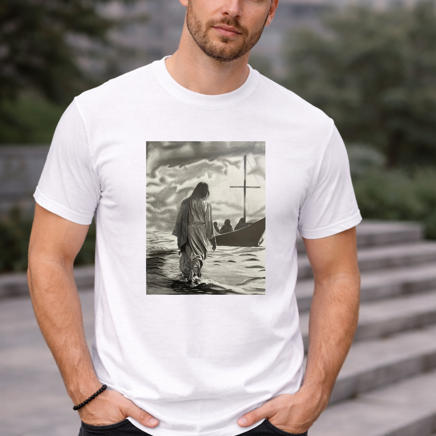Jesus Walking on Water Christian Tee