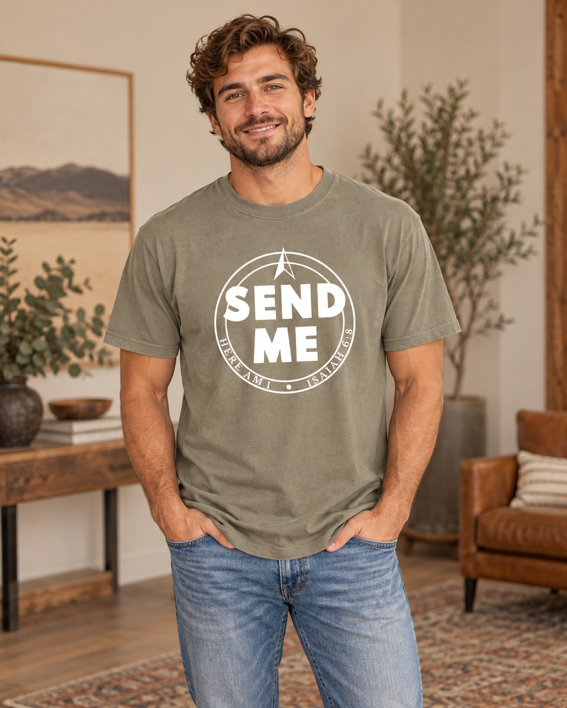 Model wearing Send Me – Isaiah 6:8
