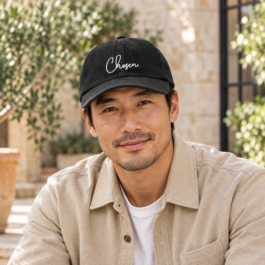 Lifestyle photo of Chosen – 1 Peter 2:9 Corduroy Hat worn by a model